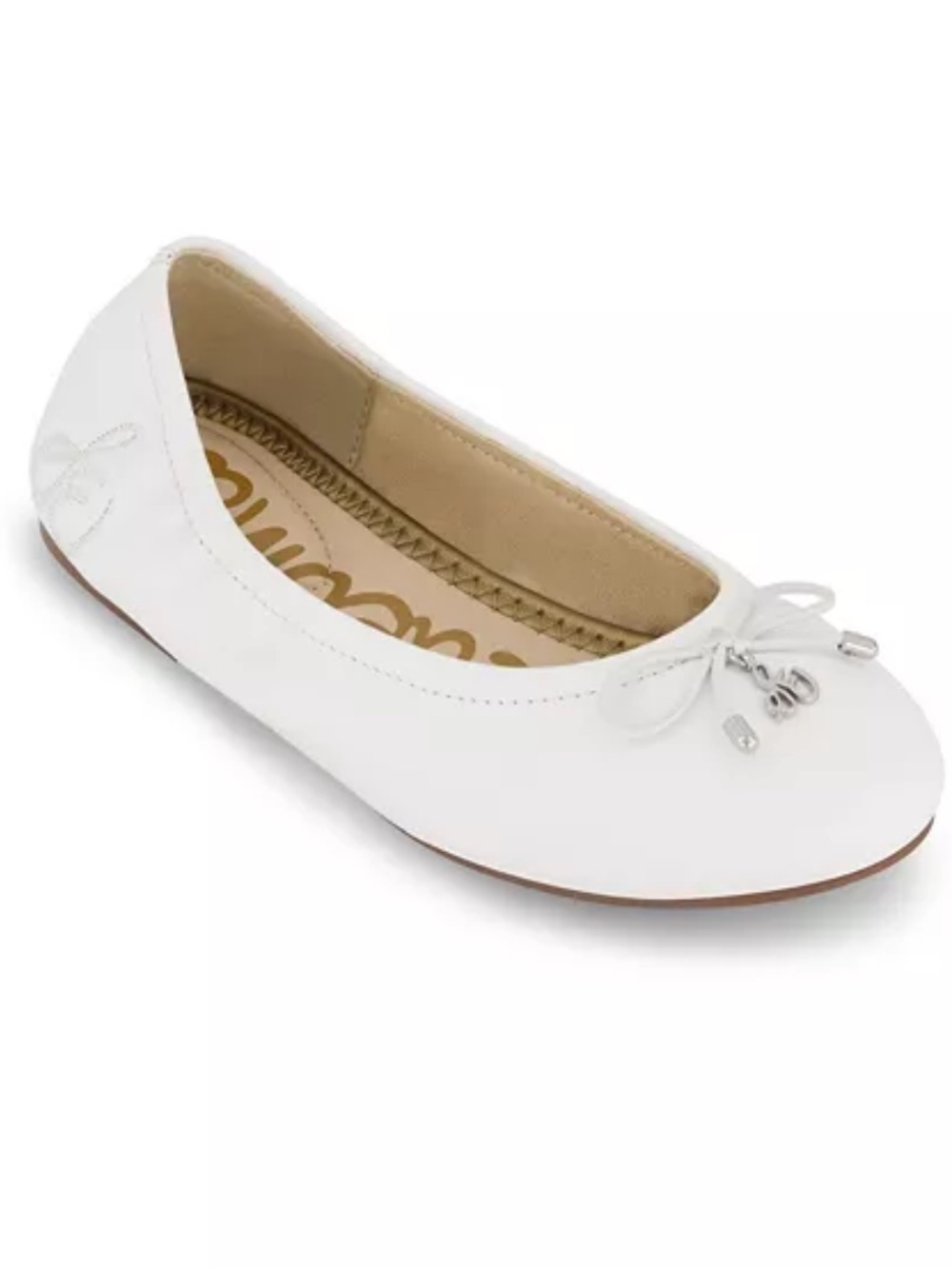 Sam Edelman Felicia Mini White Leather‎ Ballet Flats with Bow Accent NWT